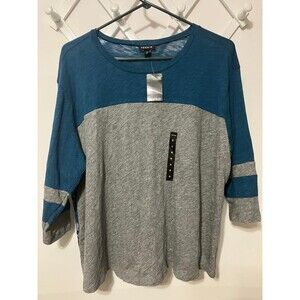 NWT Torrid Women's Teal & Gray Lace Pullover Blouse 3/4 Sleeve Stretch Size 0